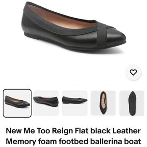NWT.Me Too Black Leather Flats with Memory Foam